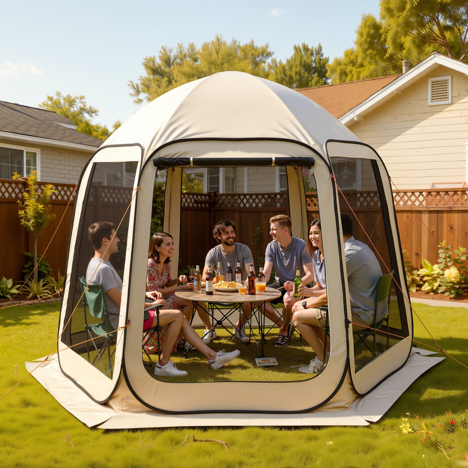 Pop Up Screen House Tent For Garden And Patio With Netting Sides_voghion.com